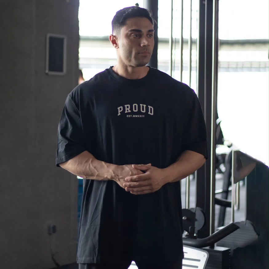 Proud Fearless03 Kısa Kollu Oversize Tişört (Siyah)